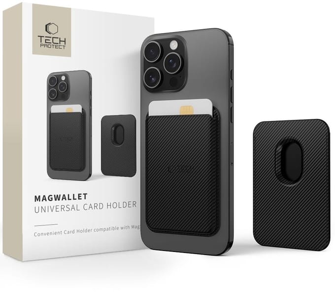 Tech-Protect MagWallet Magsafe Case with Universal Magnetic Card or Document Holder - Black
