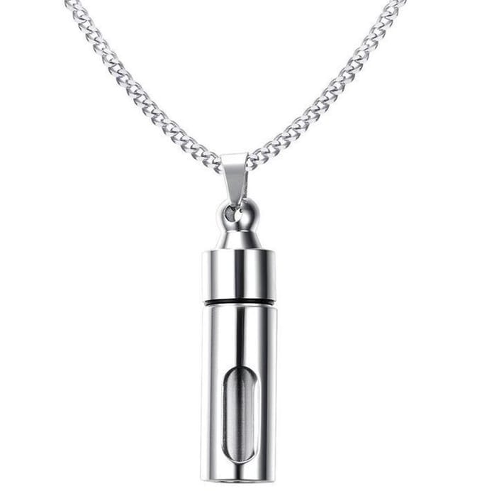 Ketting met Afsluitbare Ashanger Urn Hanger (breed model) - Zilver kleurig - Kettingen Heren Dames