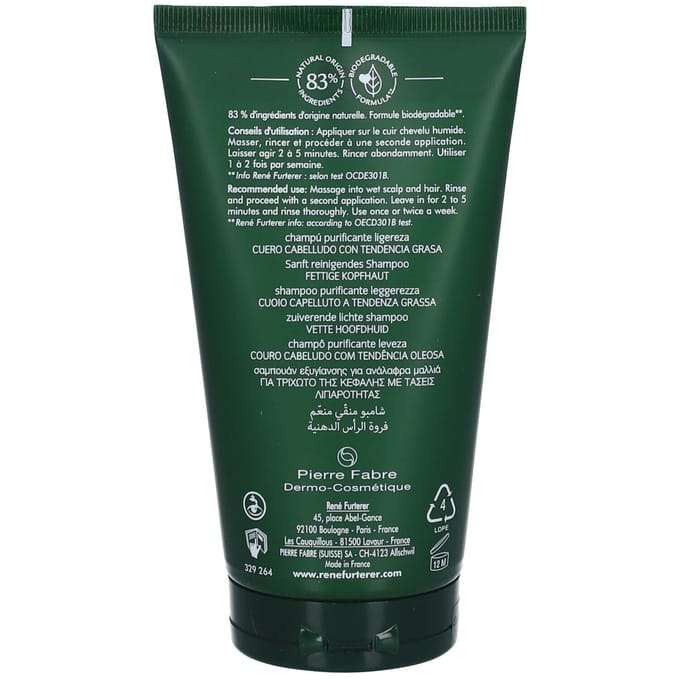 René Furterer Curbicia Zuiverende lichte Shampoo | Talgreducerend Vette hoofdhuid 150