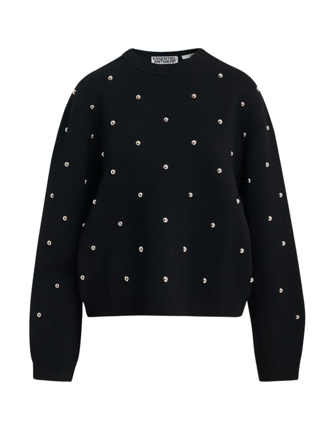 Essentiel Antwerp Pullover With Studs Pullovers Zwart Klou