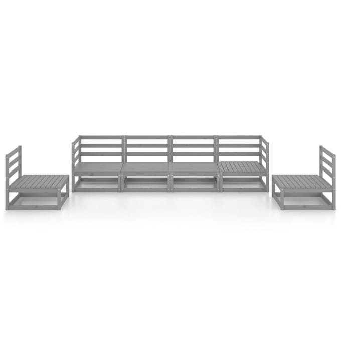 vidaXL - 6-delige - Loungeset - massief - grenenhout - grijs