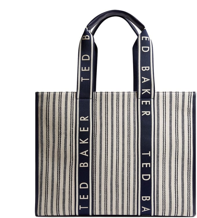 Ted Baker Shopper Schoudertas Hayllee Striped Canvas Large Icon Bag Navy Crème
