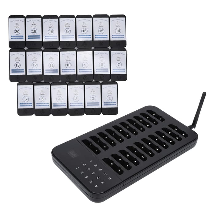 Système d'appel sans fil 3 modes d'appel Contrôle tactile Maximum 998 bipeurs Bip restaurant avec 20 EU Plug