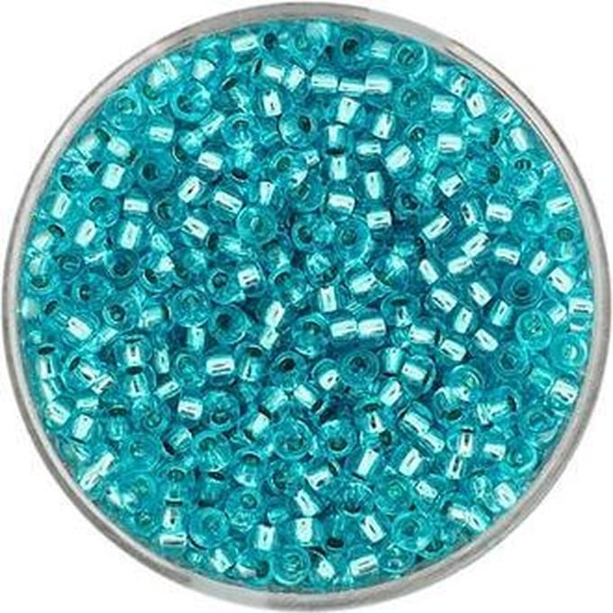 9361-4 Rocailles licht turquoise zilveren kern 2.6mm