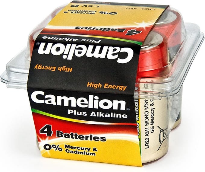 Batterijen - D-type - Apparaten Voeden - Alkaline Technologie - 4 Stuks - Zwart