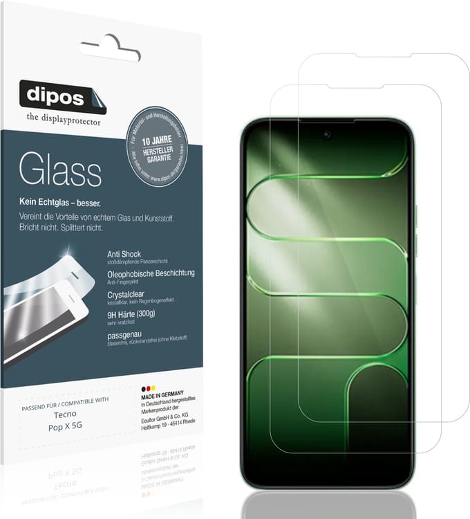 dipos – 2x Pantserfolie geschikt voor Tecno Pop X 5G | 9H Screenprotector