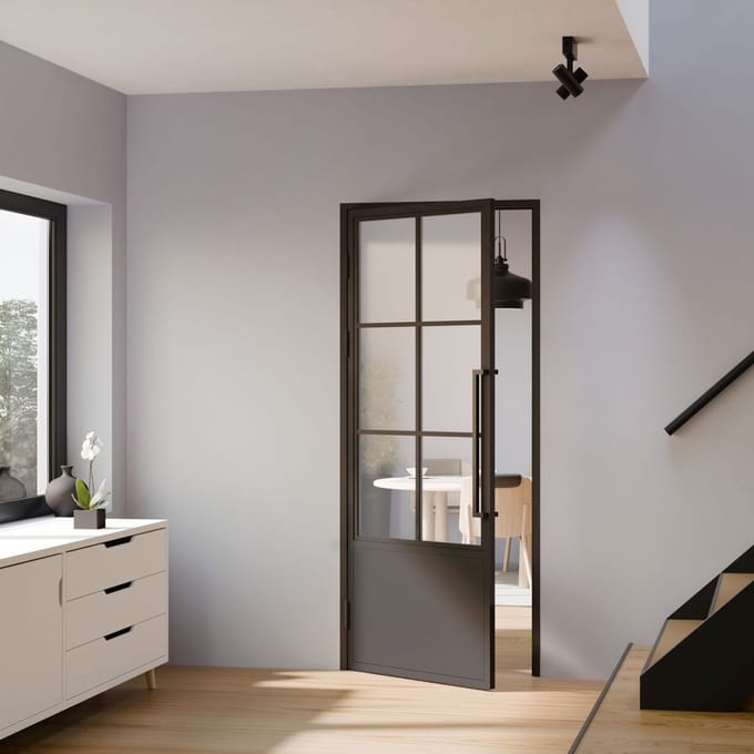 Schulte Complete Glazen Binnendeur Met Kozijn - 90x201cm - Transparant - 6 Ruiten - Links