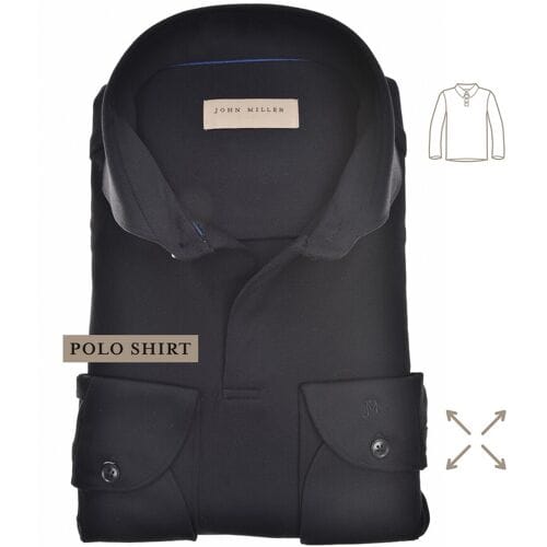 John Miller Polo Slim Hyperstretch Long Sleeve Zwart / male