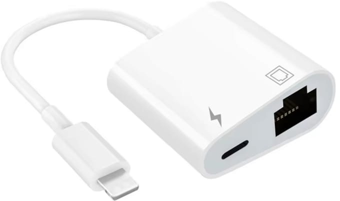 Lightning naar RJ45 Ethernet Adapter met Opladen – Voor iPhone & iPad – Bedrade Netwerkverbinding