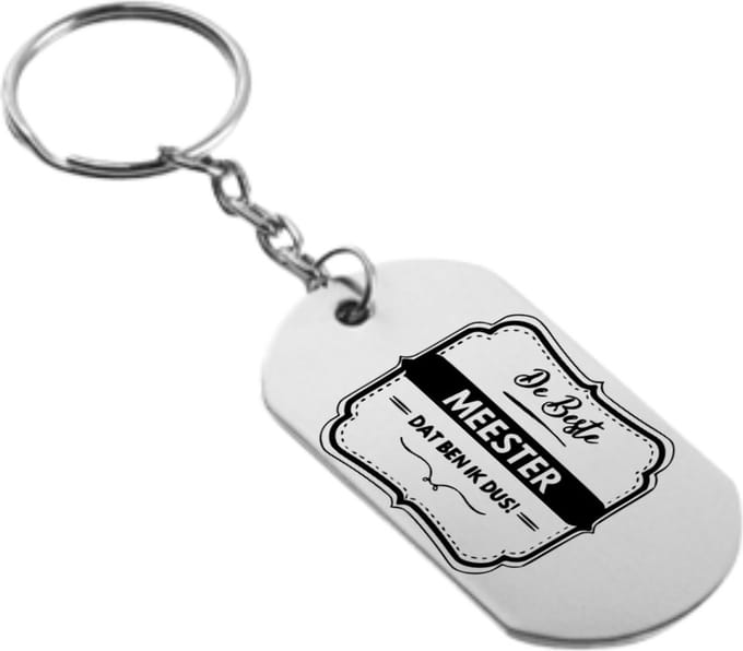 Akyol - de beste meester ben ik dus sleutelhanger - Meester - familie - cadeau - 54 x 29mm