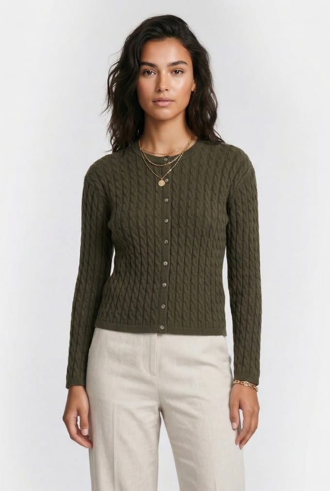 & Other Stories Ossi Cable Cardigan Khaki Taglia: S | Cardigan Outlet | Donna | Marrone