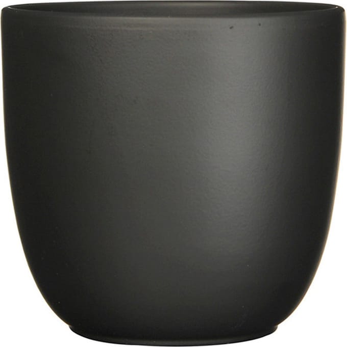 Mica Decorations Plantenpot/bloempot Tusca - Zwart - keramiek - mat - D14.5/H14 cm