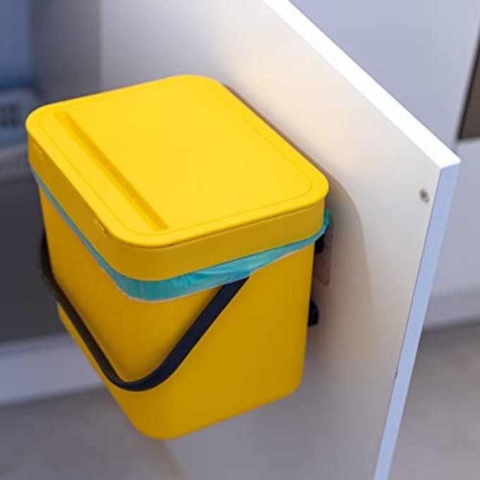 Afvalemmer voor organisch afval, 7 liter, geel - Hangmodel