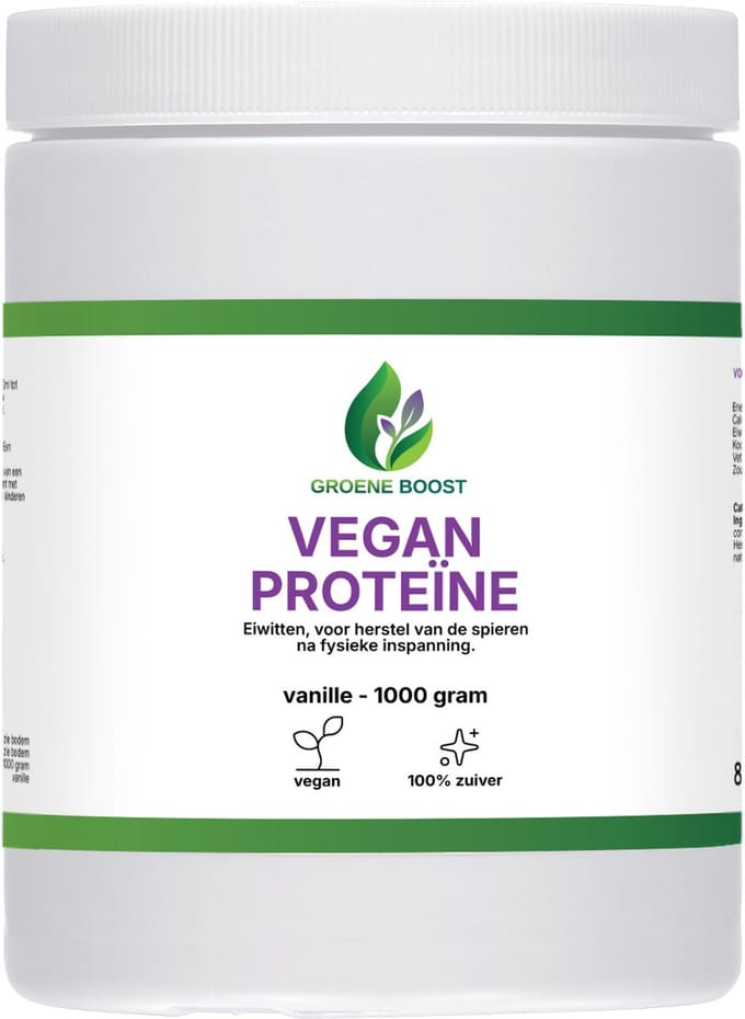 Groene Boost Vegan Proteïne Vanille Supplement – 1000 Gram – Vegan Proteïne Plantaardig Eiwit