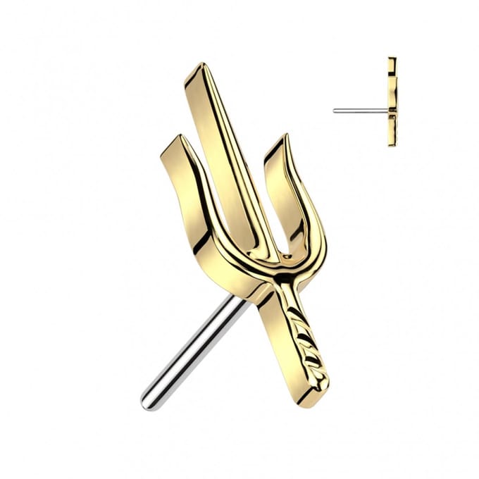 Piercing titanium drietand push in 1.2x6 - goud - LMPiercings