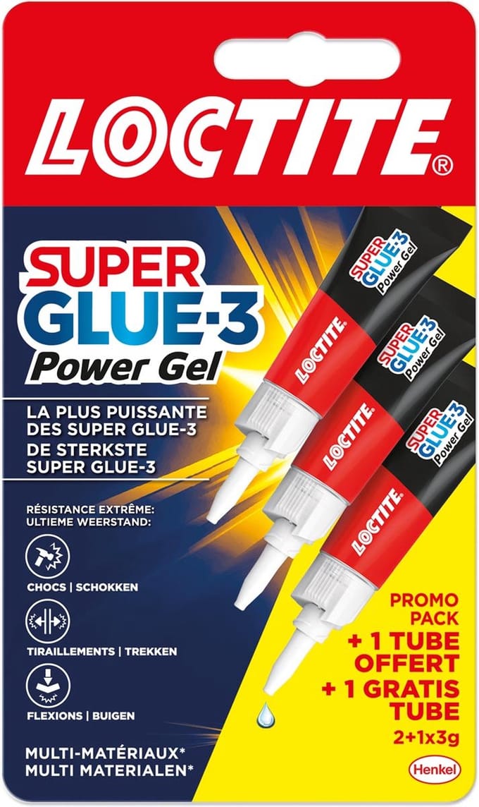 Loctite Power secondelijm, 3 g, 2 + 1 gratis, op blister, strip van 12 stuks
