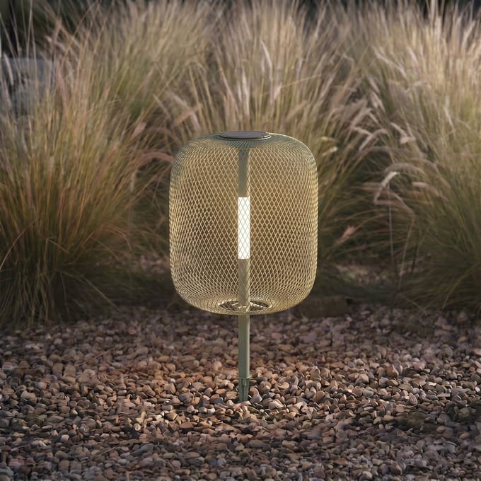 Lucande LED-zonne-energie-grondlamp Faylen, saliegroen, IP65