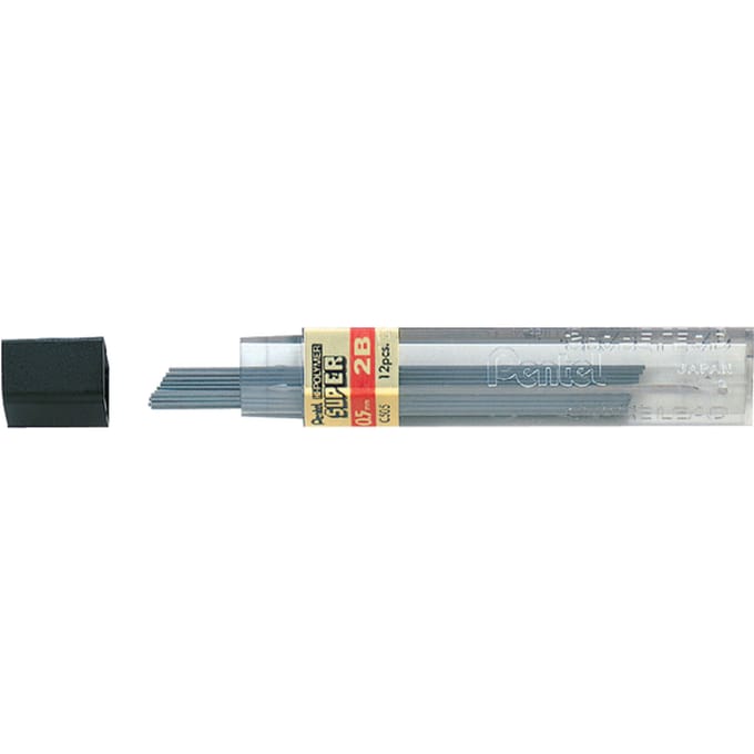 Pentel vulpotlood vulling potloodstift 2B - 0.5 mm - 12 stiften
