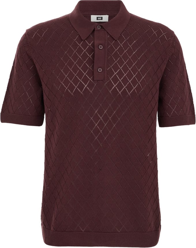 WE Fashion Heren regular fit polo met opengewerkt structuur