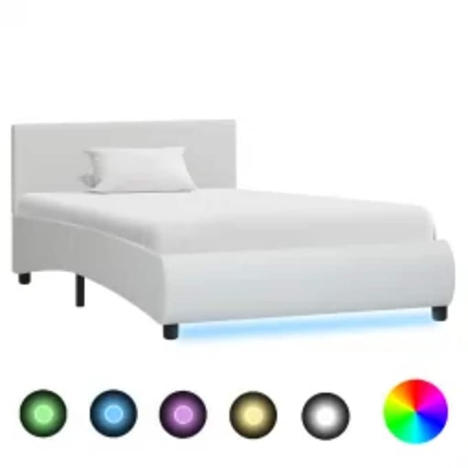 vidaXL - Bedframe - met - LED - kunstleer - wit - 100x200 - cm