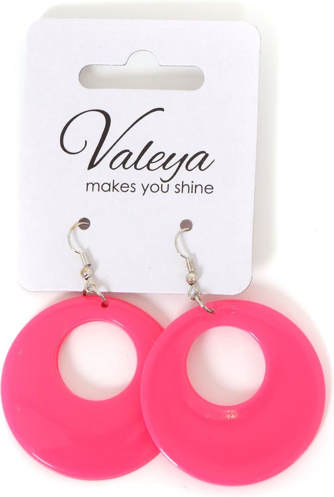Oorbellen Rond Roze - Carnaval - Verkleedaccessoire - Feest & Themafeest