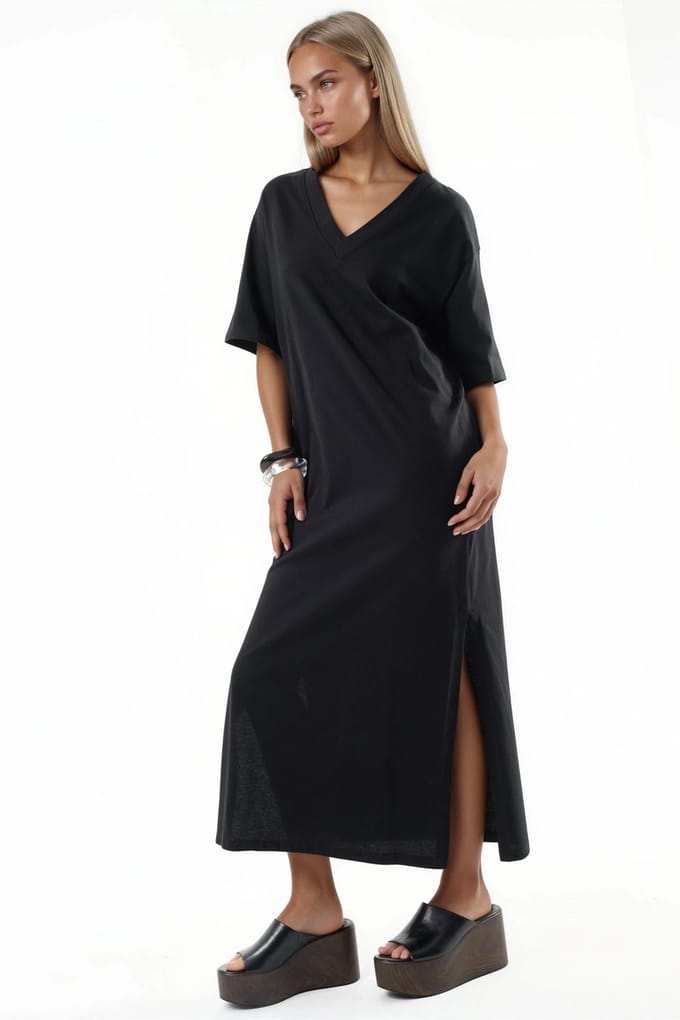 V-hals Losse Midi-jurk