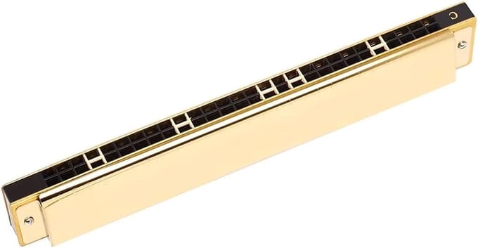 Mondharmonica - Polyfoon Instrument - Muziek Spelen - 28 Gaten - 10 x 8 x 15 cm - Goud