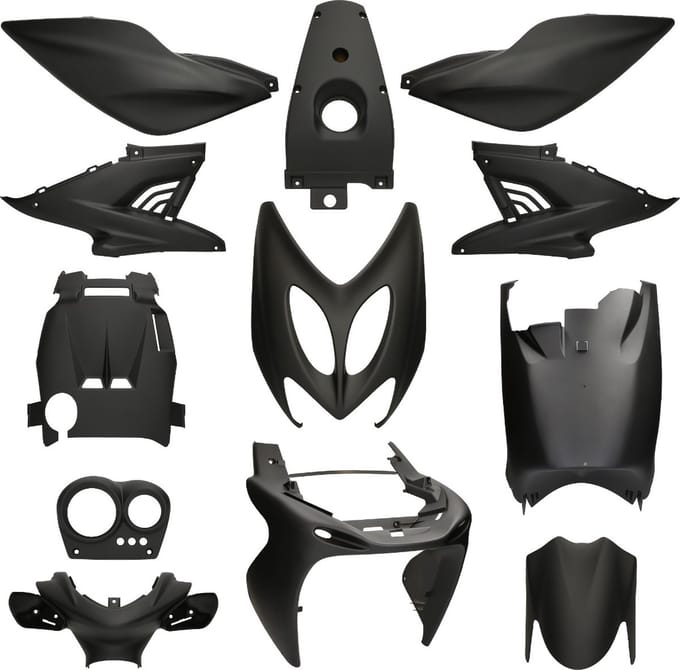 Kappenset MBK Nitro, Yamaha Aerox Mat zwart