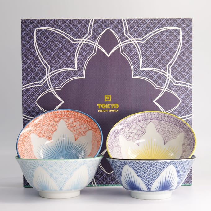 Tokyo Design Studio - Lilly Flower - Ramen Kommenset - 4-delig - 550ml - 14.8x6.8cm