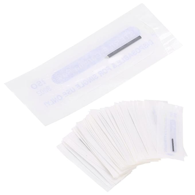 Lot de 50 aiguilles de microblading de 0,18 mm pour tatouage semi-permanent des sourcils(14 Broches ) white
