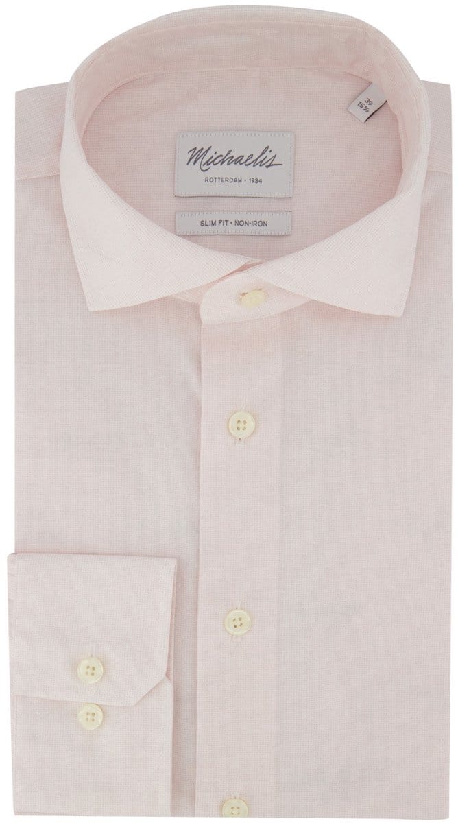Overhemd Michealis slim fit strijkvrij roze