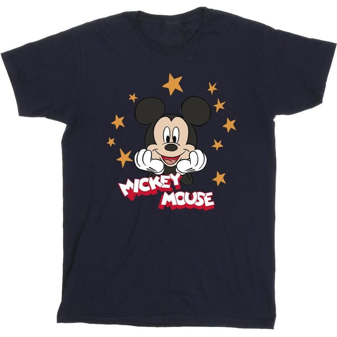 Disney Heren Mickey Mouse Sterren T-Shirt (Marineblauw)