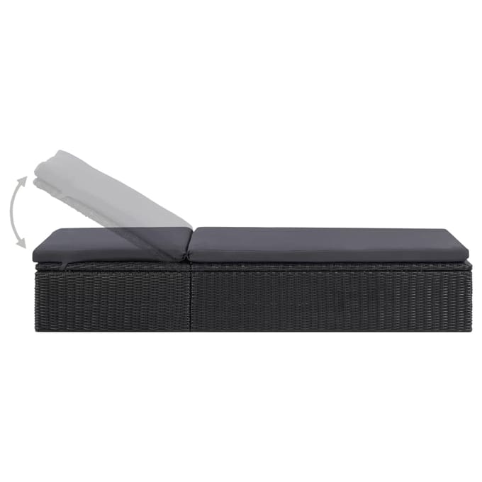 vidaXL - Ligbed - poly - rattan - zwart - en - donkergrijs
