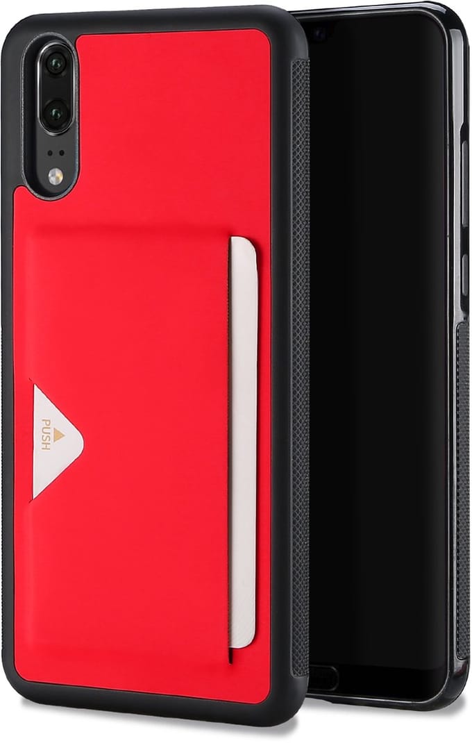 Huawei P20 TPU Hoesje Rood met Pashouder