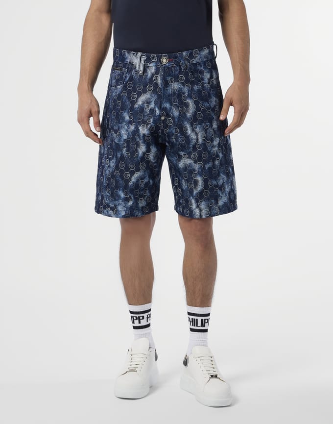 Denim Shorts Jacquard Monogram