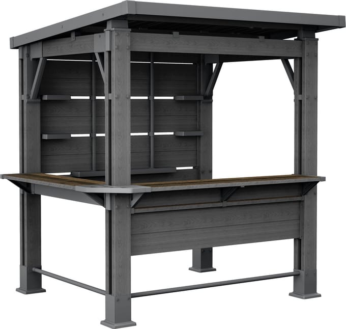 Keter Bar Gazebo - Buitenbar met overkapping - 200x230x238cm - Antraciet/Walnut