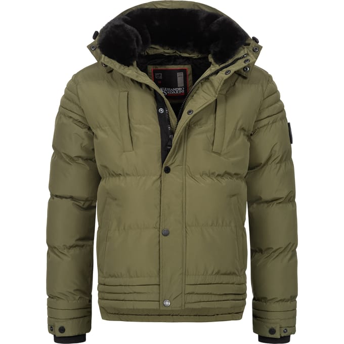 Alessandro Salvarini heren winterjas AS-281 met teddyvoering en afneembare capuchon