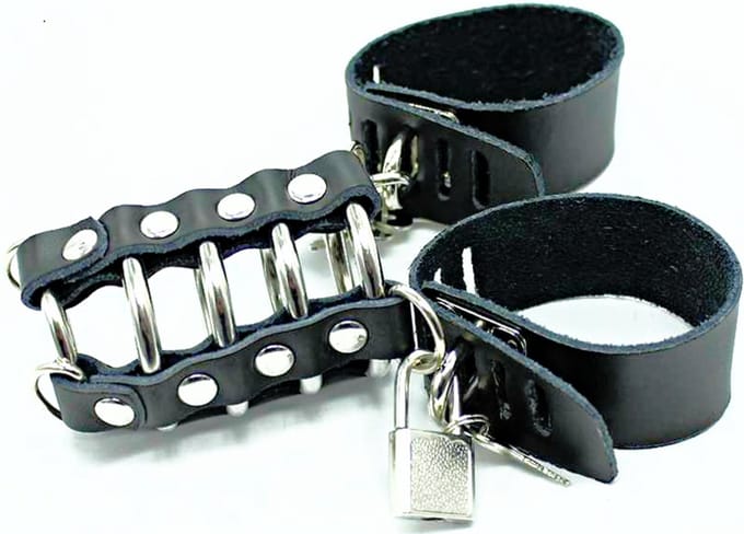 Ohmama Fetish - Penis Cage With Metal Rings And Leather Straps