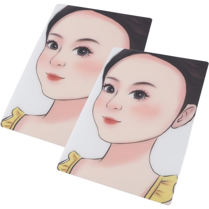 2 pièces Planche d'exercice de peinture faciale pour enfants Réutilisable Modèle d'exercice de peinture faciale Maquillage lavable beige