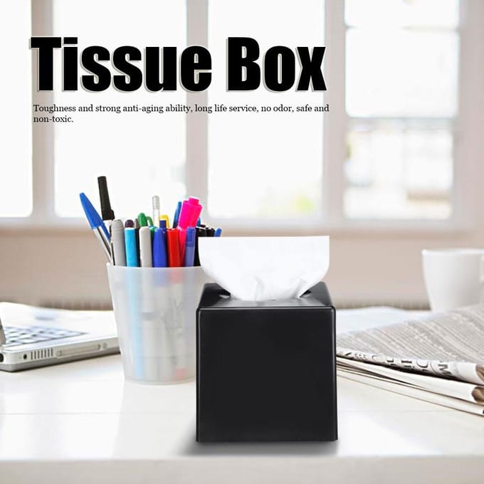 Plastic Multifunctionele Vierkante Tissue Opbergdoos voor Woonkamer Badkamer Auto Kithcen Gebruik black