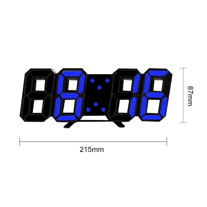 3D Led Wandklok Datum Temperatuurweergave Digitale wekker voor thuis Woonkamer Kantoor Magazijn black