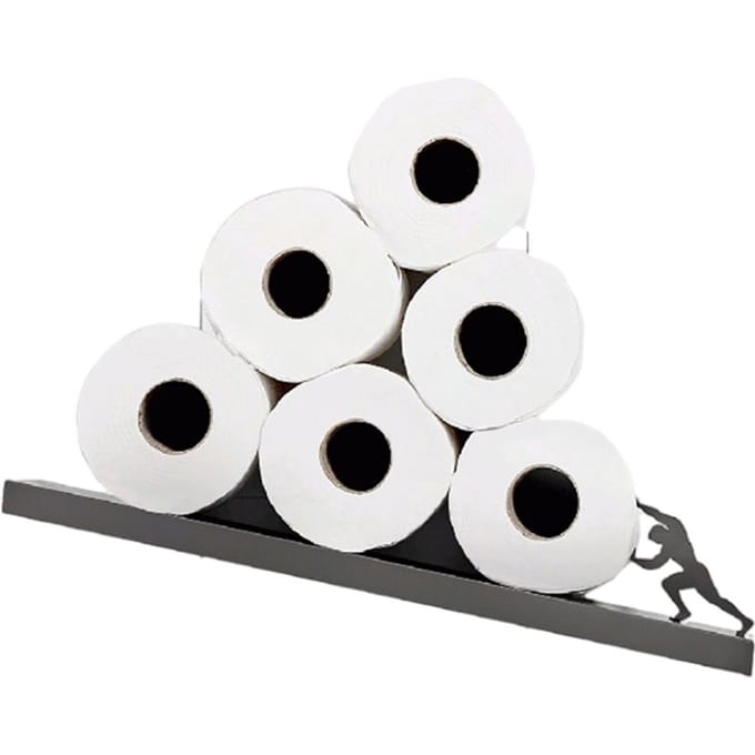 Zwevende Plank Toiletpapierhouder Moderne Wandmontage Organizer voor Rollen Tissues Valentijnsdag black