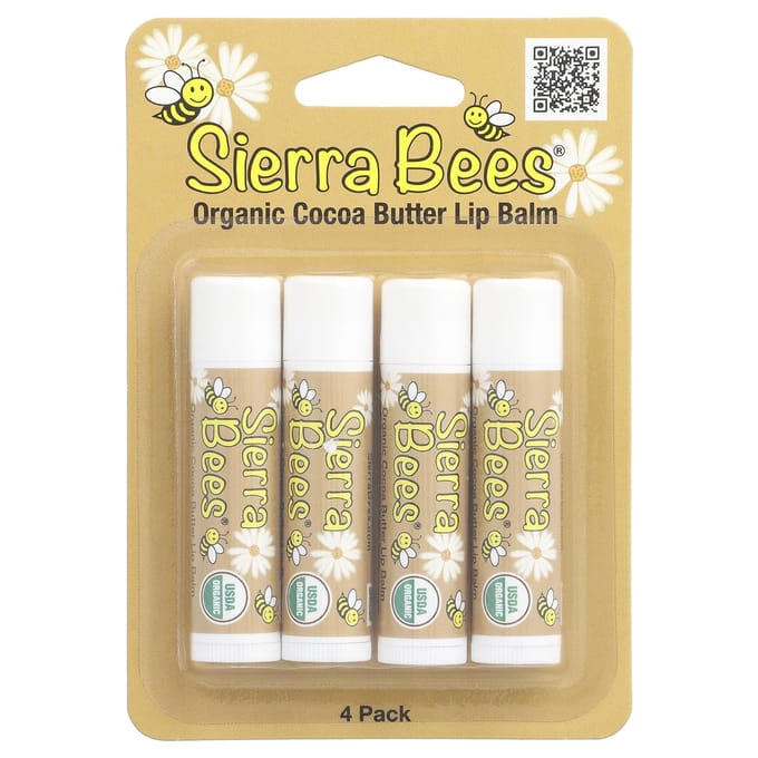 Baume à lèvres bio Sierra Bees, paquet de 4, 0,15 oz (4,25 g) Chaque beige