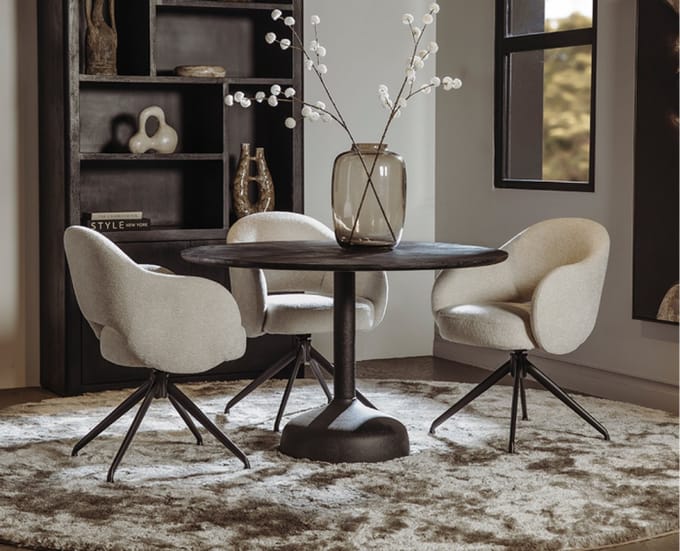 Tower Living Eetkamertafel Elba Zwart Rond 120cm