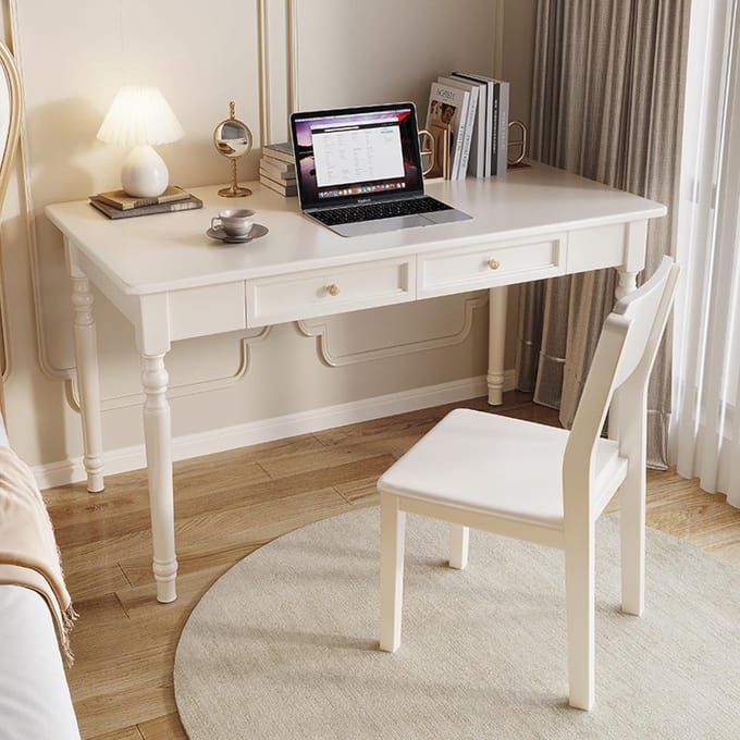 Scandinavisch Eikenhouten Bureau met 2 - 99x50x76 cm - Wit - Novihome