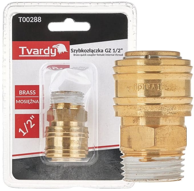 Tvardy Messing snelkoppeling - Vrouwelijk - 1/2" buitendraad - Duurzaam - Corrosiebestendig