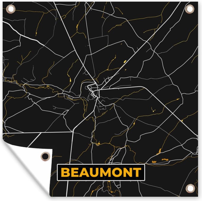 Tuindoek Goud - Kaart - Beaumont - Plattegrond - Stadskaart - 100x100 cm