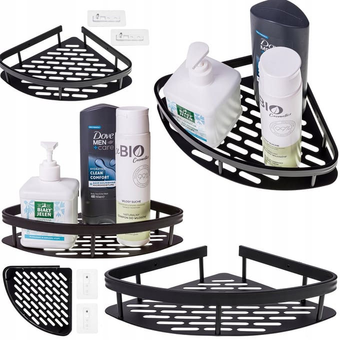 BK - Hoekrek voor Douche - Zwart - Roestvrij - Waterafvoer