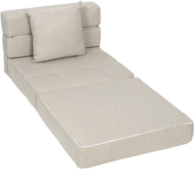 Slaapstoel – Inklapbare Slaapbank - 1 kussens– Slaapfauteuil 1 Persoon – beige