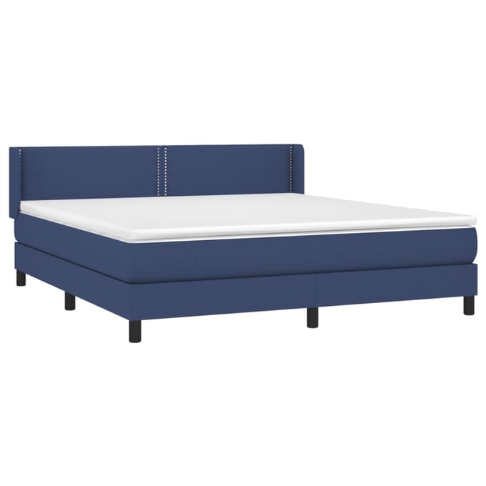 vidaXL - Boxspring - met - matras - stof - blauw - 180x200 - cm